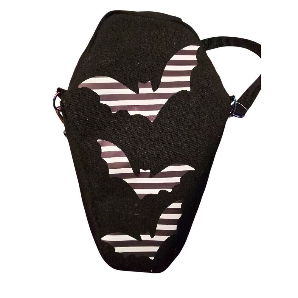 Custom Striped Bat Crossbody Coffin Bag